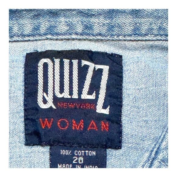 Quizz New York Womens Denim Shirt Embroidered Animal Noahs Ark Church Size 20 - Picture 4 of 6